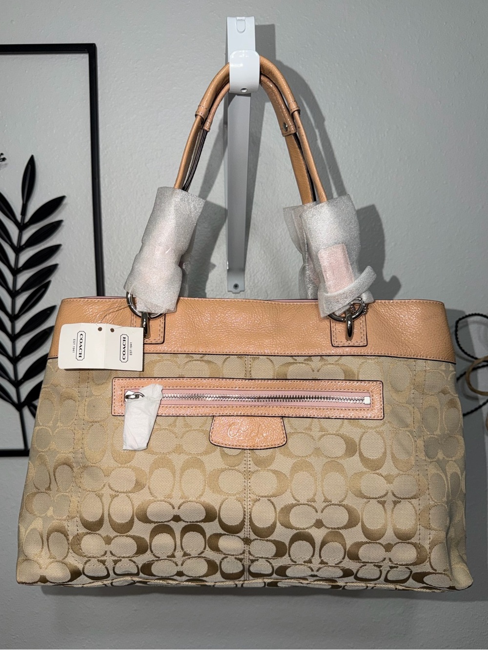 Vintage Coach Penelope Signature Sateen Carryall Handbag